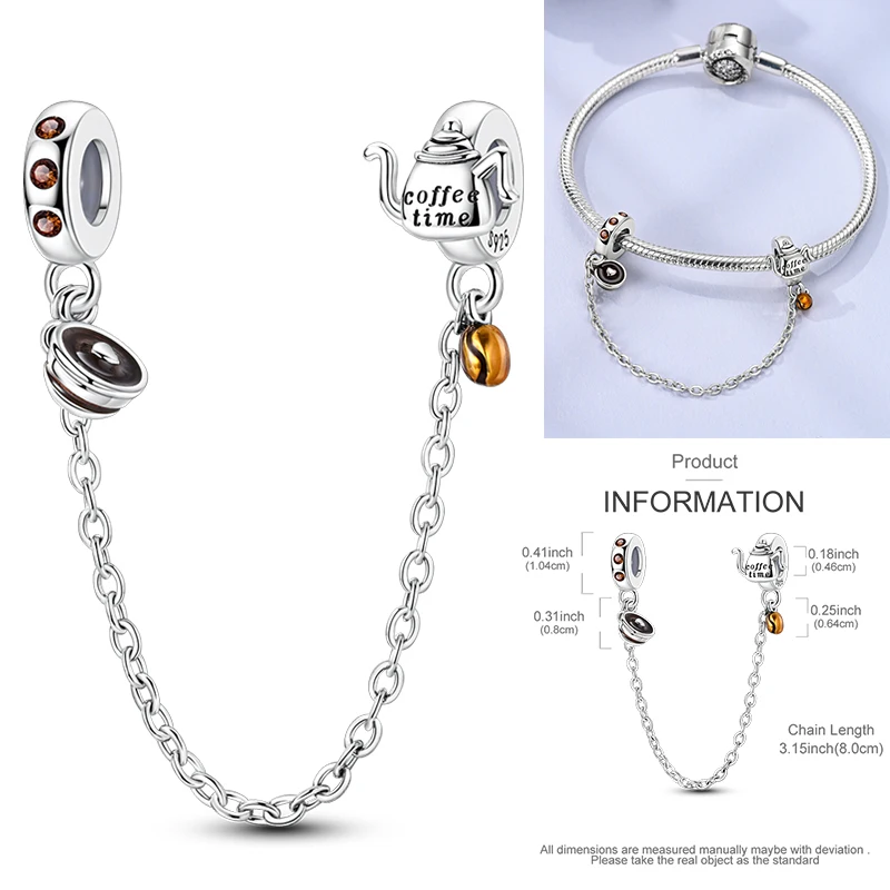 Heißer Kaffeetasse 925 Sterling Silber Bunte Weinflasche Weinglas Charm Anhänger Original Passend Für Frauen DIY Schmuck Mädchen Charms – Detail 7