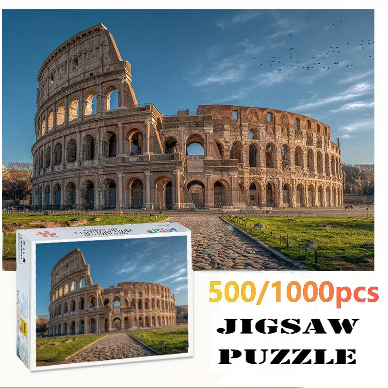500-1000 piezas de rompecabezas artísticos para adultos a base de papelEl Coliseo en Roma Italia tierras (227) Rompecabezas grande - P