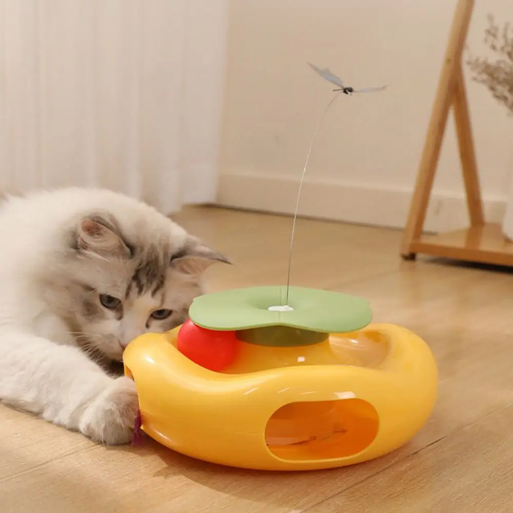 

Creative Electric Cat Rotating Toy Built-in Feather Non-slip Smart Interactive Cat Toy Cartoon 360 Rotation Butterfly