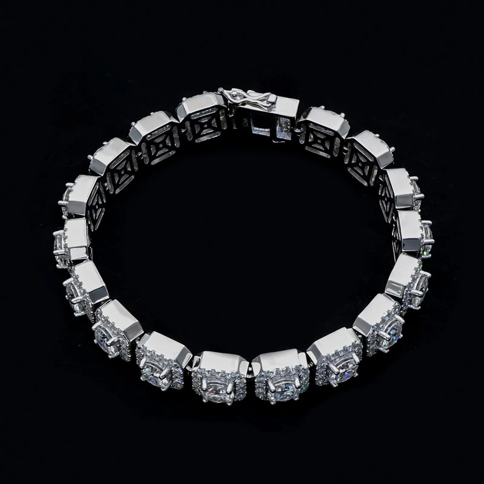 MuShan Jewelry 925 Sterling Silver Chain Bracelet Bangles D Color Moissanite Diamond Cuff Bracelets Bangles for Women Men Unisex