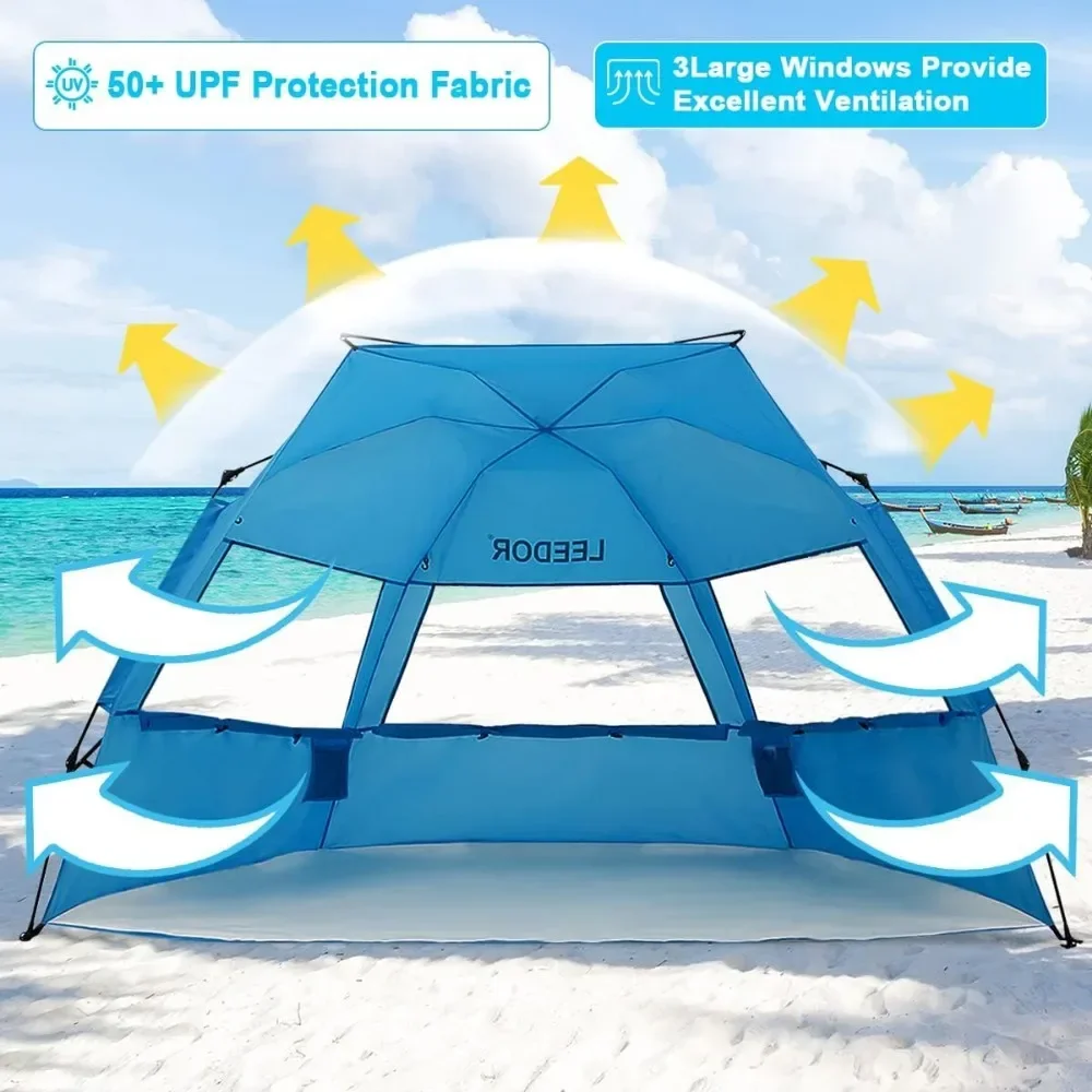 

--Beach Tent Sun Shelter Instant Beach Umbrella Easy Cabana With UPF 50+ UV Portable Windproof Pop Up Shade
