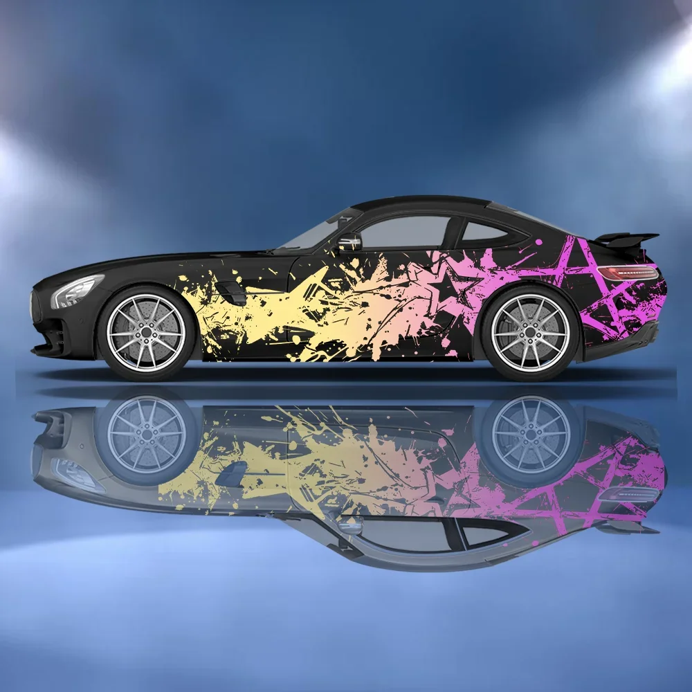 

Pentagram Colored Ink Artist Car Vinyl Wraps Decal PVC Anti Scratch Sticker Suitable for Trucks SUV Decor Auto Accessories