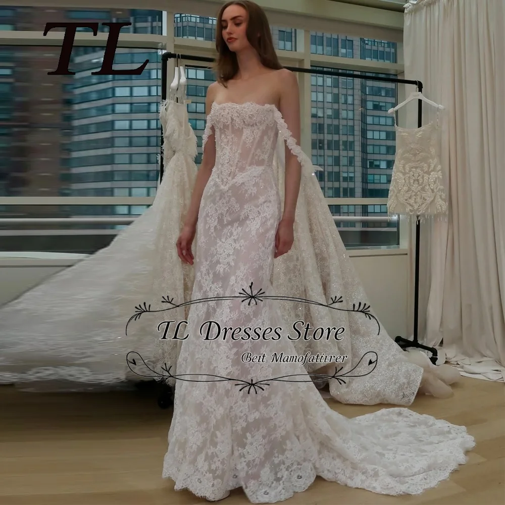 

TL Customize Ivory Lace Appliques Off Shoulder Wedding Dress A-Line vestidos de novia Formal Evening 2026