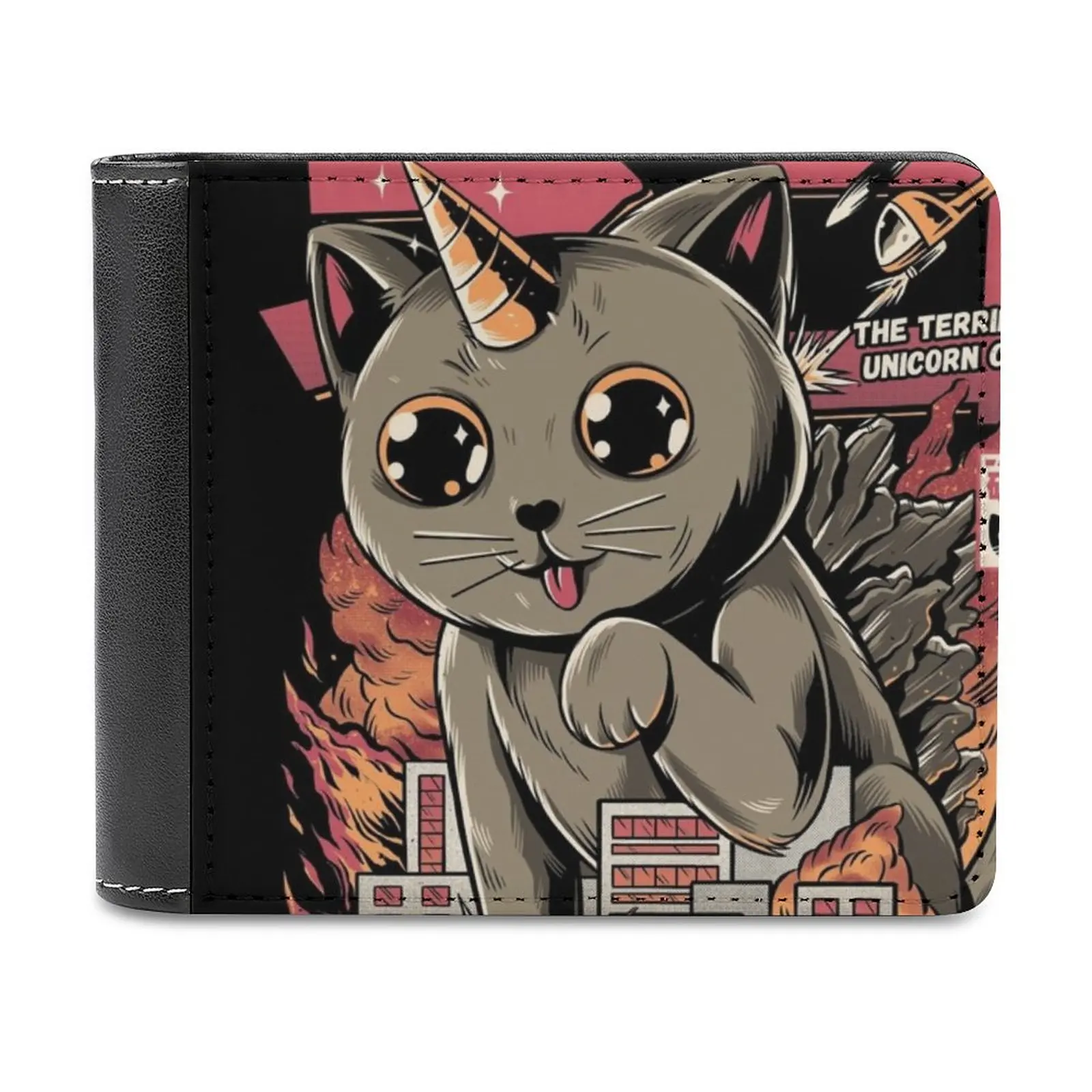 Catzilla Men's Wallet Purses Wallets New Design Dollar Price Top Men Leather Wallet Japan Japanese Kaiju Monster Monsters Kawai