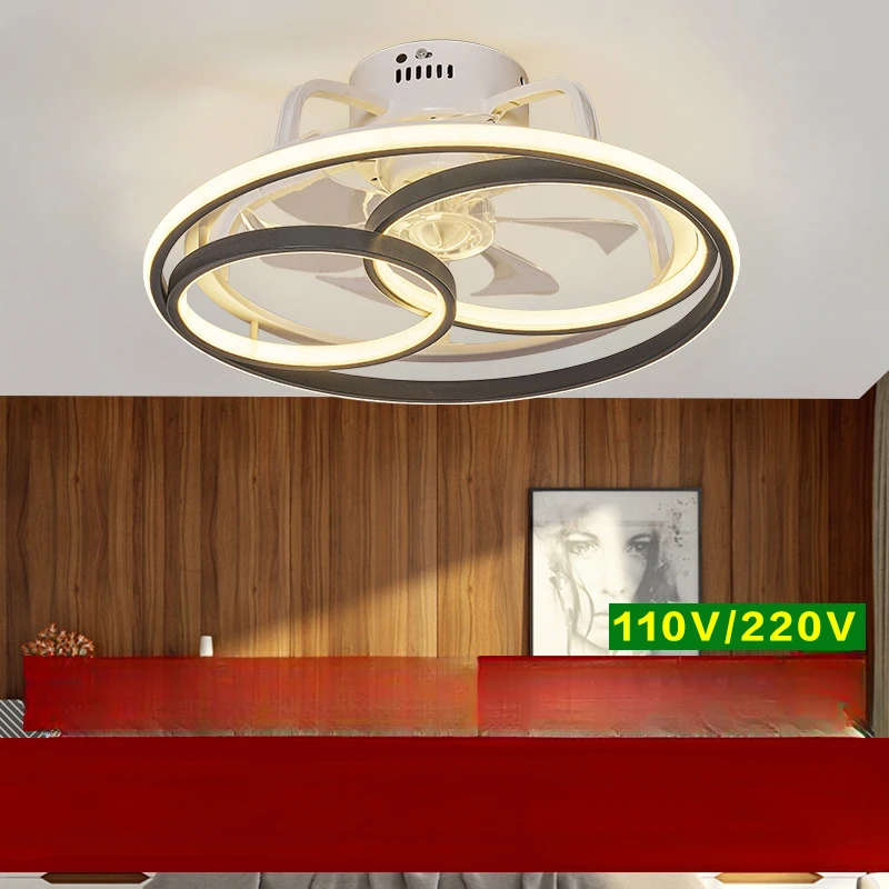 APP Remote Control  Dimming Nordic Intelligent Fan Light Color Dimming and Silent LED Ceiling Fan Light Bedroom Lighting