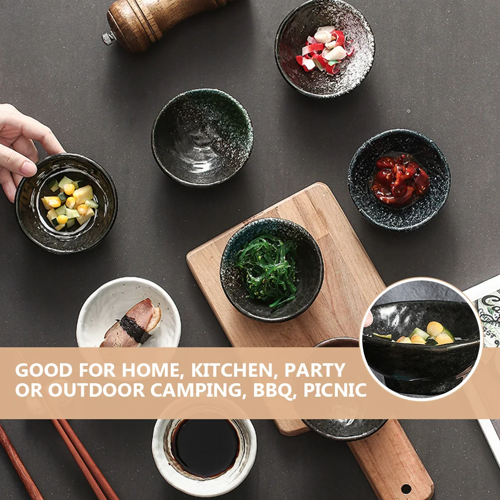 

5Pcs Japanese Style Sauce Dish Ceramic Dipping Bowl Set for Flavor Spices Snack Appetizer Tableware Condiment Holder Portable