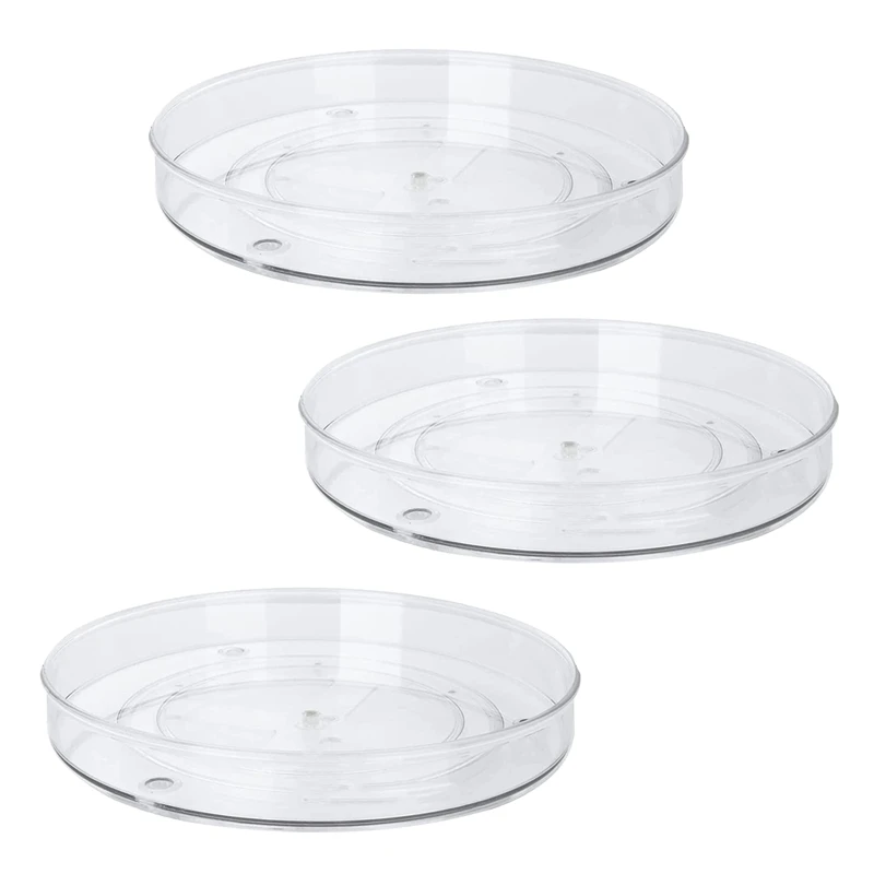 

3 Pack Clear Lazy Susan Organizer Turntable 10.6 Inch,Rotating Spice Rack Spinning Bins For Cabinets Kitchen,Countertop