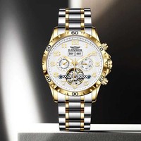 HAEMMER fully automatic mechanical multifunction watch for men's fashionable waterproof men's stainless steel watch