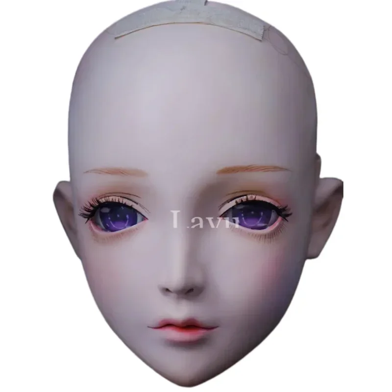 (NEW-32) Silicone BJD DOLL Half Head Kigurumi Mask Crossdresser Beauty Makeup Cosplay Mask Anime Kigurumi Masks