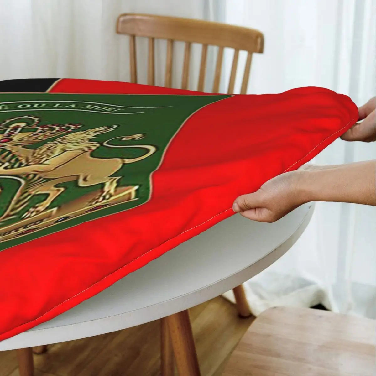 Haitian Independence Flag Waterproof Round Tablecloth Oilproof Table Cloth for Kitchen Events Dining Table Cover