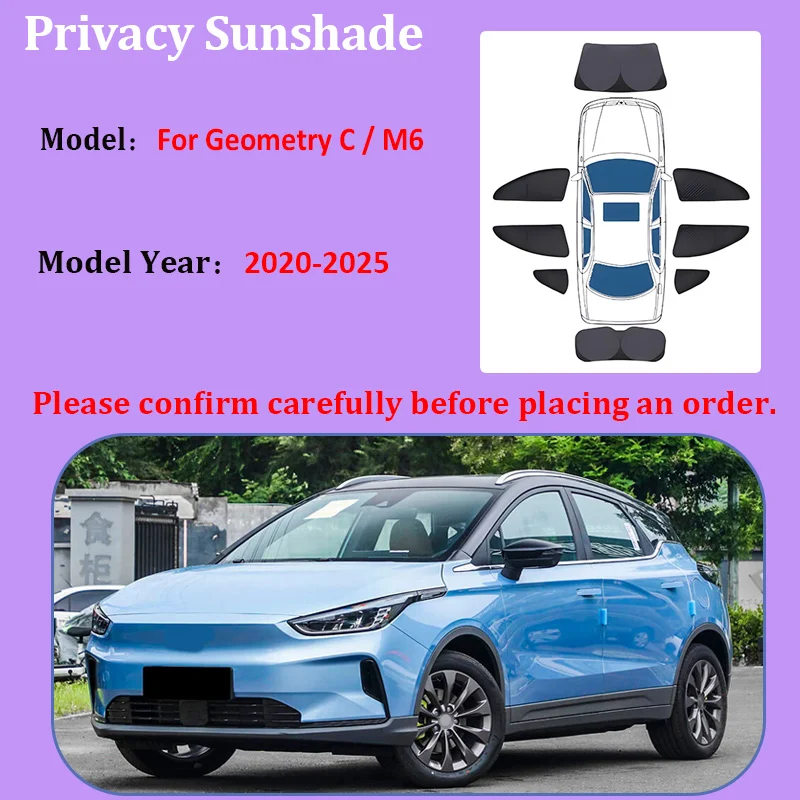 

For Geely Geometry C M6 2020~2025 Privacy Sunshades Windshield Curtain UV Blocking Visor Window Sunscreen Tools Car Accessories
