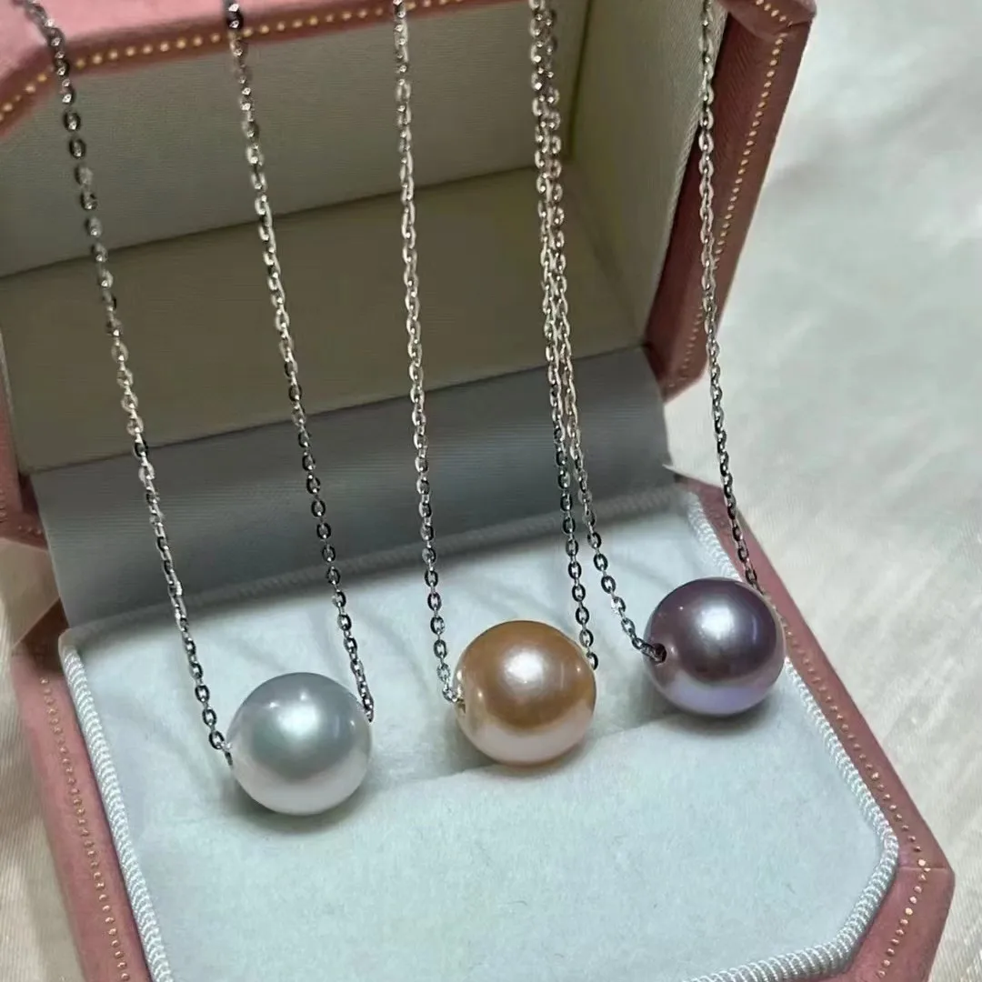 cute AAA nature pearl pendant south sea white pink purple pearl necklace 18inch