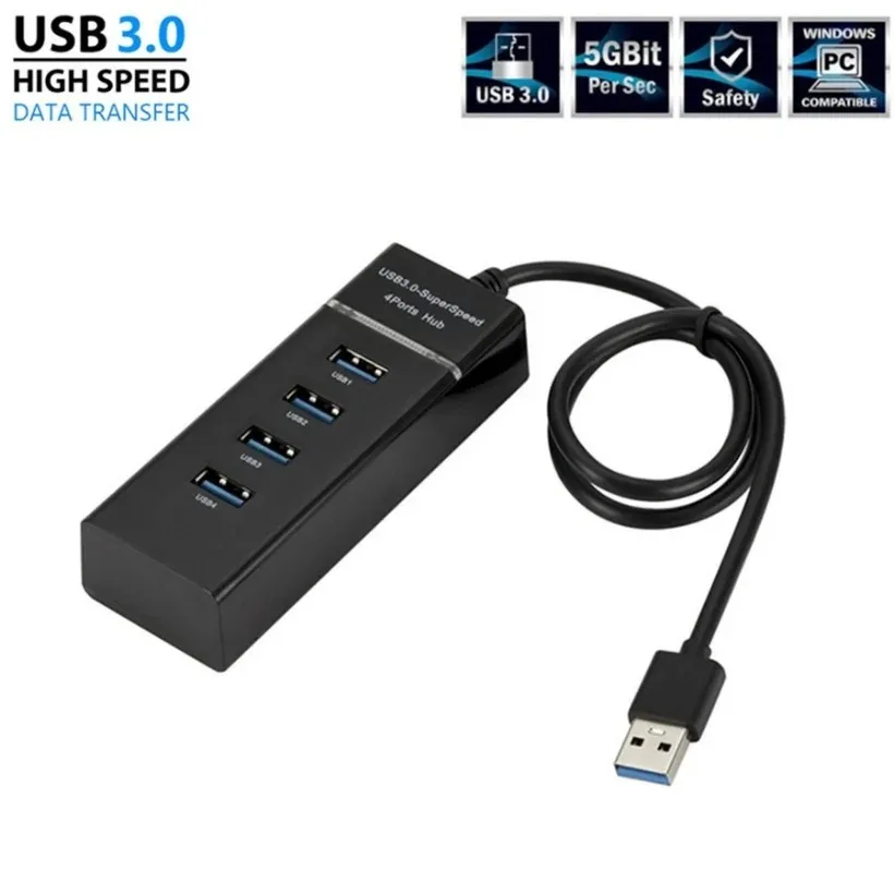 USB Hub 4 Port USB 3,0 Hub Splitter Hochgeschwindigkeits-Hub Hochgeschwindigkeits-Multi-Erweiterung für Desktop-PC Laptop Adapter USB 3,0 Hub