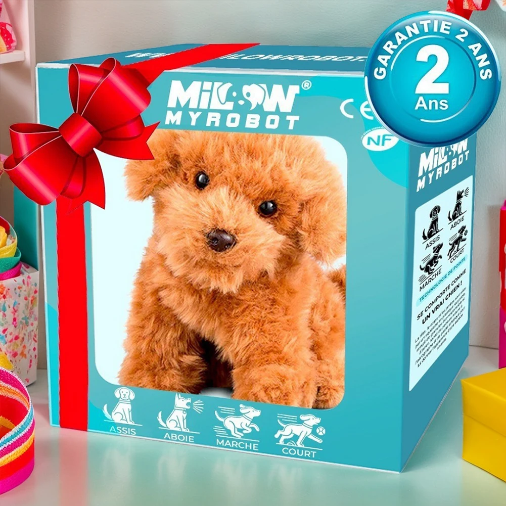 Electronic Robot Dog Interactive Plush Puppy Toy Battery Operated Stuffed Animal Dog Barking Tail Wagging for Kids Age 3 4 5 6