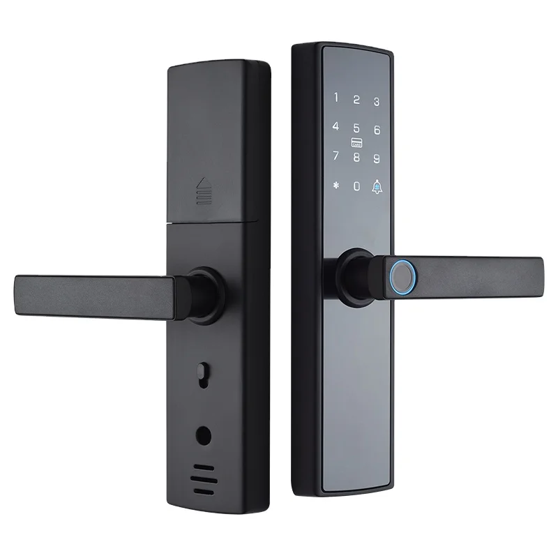 

Низкокачественный умный замок Tuya с отпечатками пальцев, интеллектуальный дверной замок для домашней безопасности с паролем приложения Wi-Fi, RFID-разблокировка, электронные отели