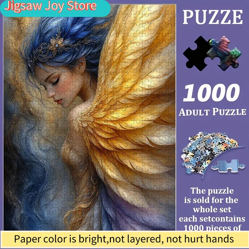 

Большой пазл с крыльями ангела, подходит для детей - красочные крылья и дизайн с ангельскими волосами, увлекательное и веселое семейное развлечение, Por