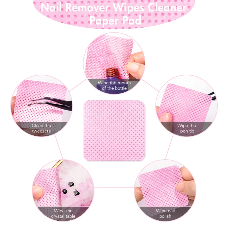 Tamponi di cotone senza pelucchi smalto per unghie rimuovi salviette strumento di pulizia salviette per la pulizia di Nail Art suggerimenti Gel UV Polish Removal Pad salviette di carta