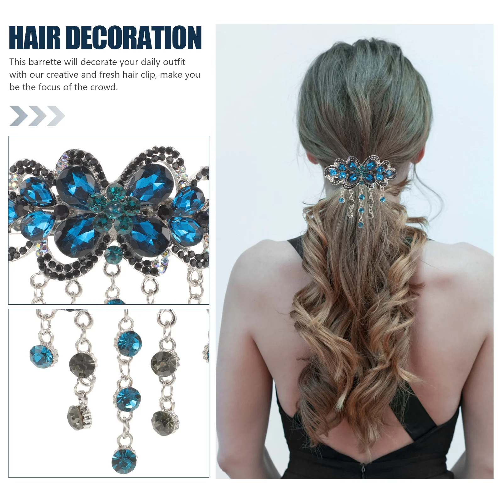 

1 Piece Rhinestone Flower Hair Clip Elegant Spring Barrette for Wedding Bridal Party Hair Styling Grip Spring Hairpin