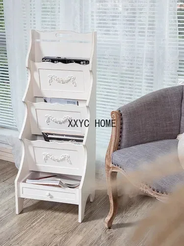 Book Shelf Wooden Document  Floor Newspapers Rack Magazine   Storage Rack Display Stand