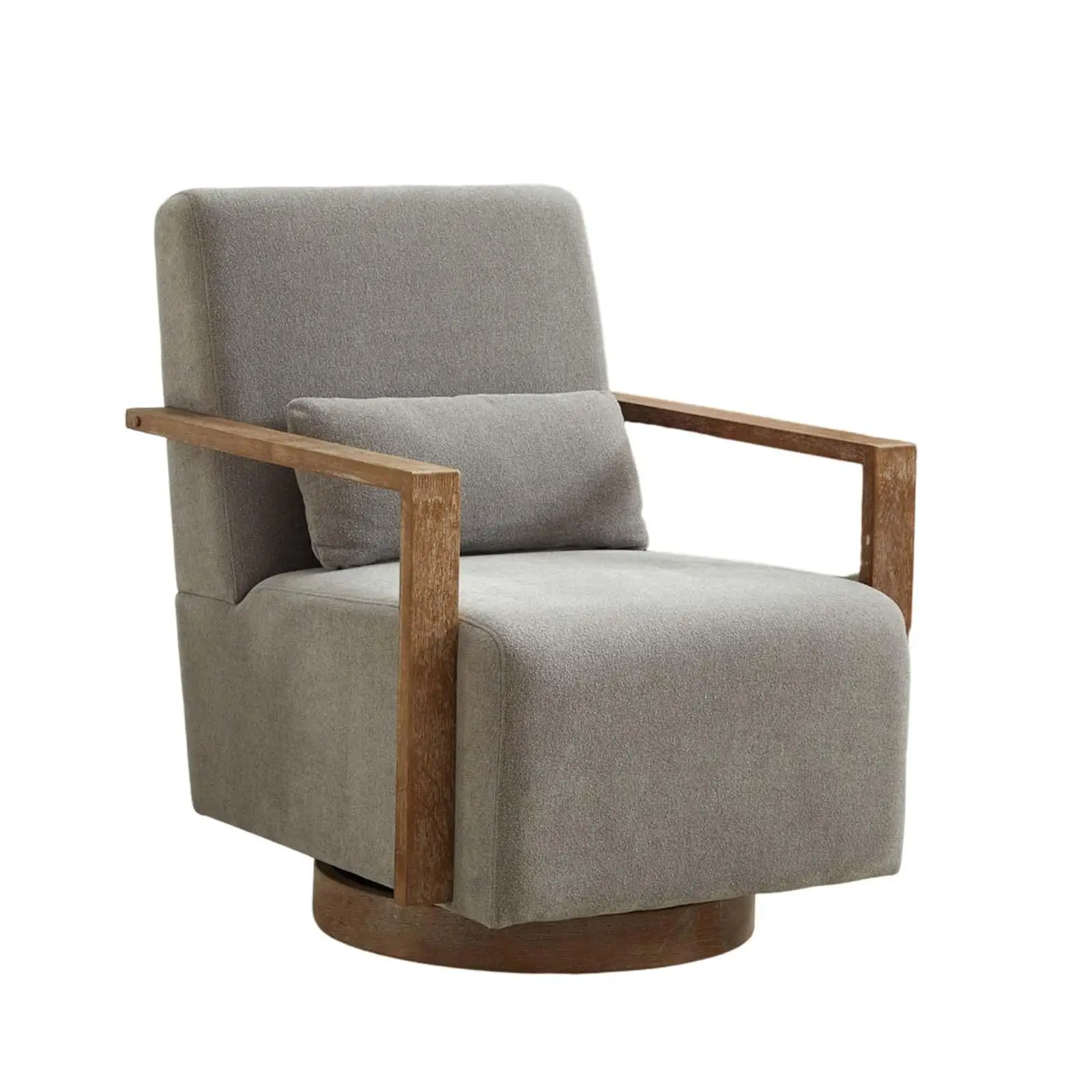 

30.3"W Swivel Modern Upholstered Accent Chair with Solid Wood Armrests and 360