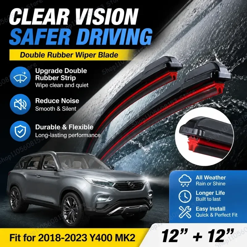 

For Ssangyong Rexton Y400 MK2 2018–2023 Wiper Blades 26 Inch Front 20 Inch Rear Replacement Windshield Wipers All Weather
