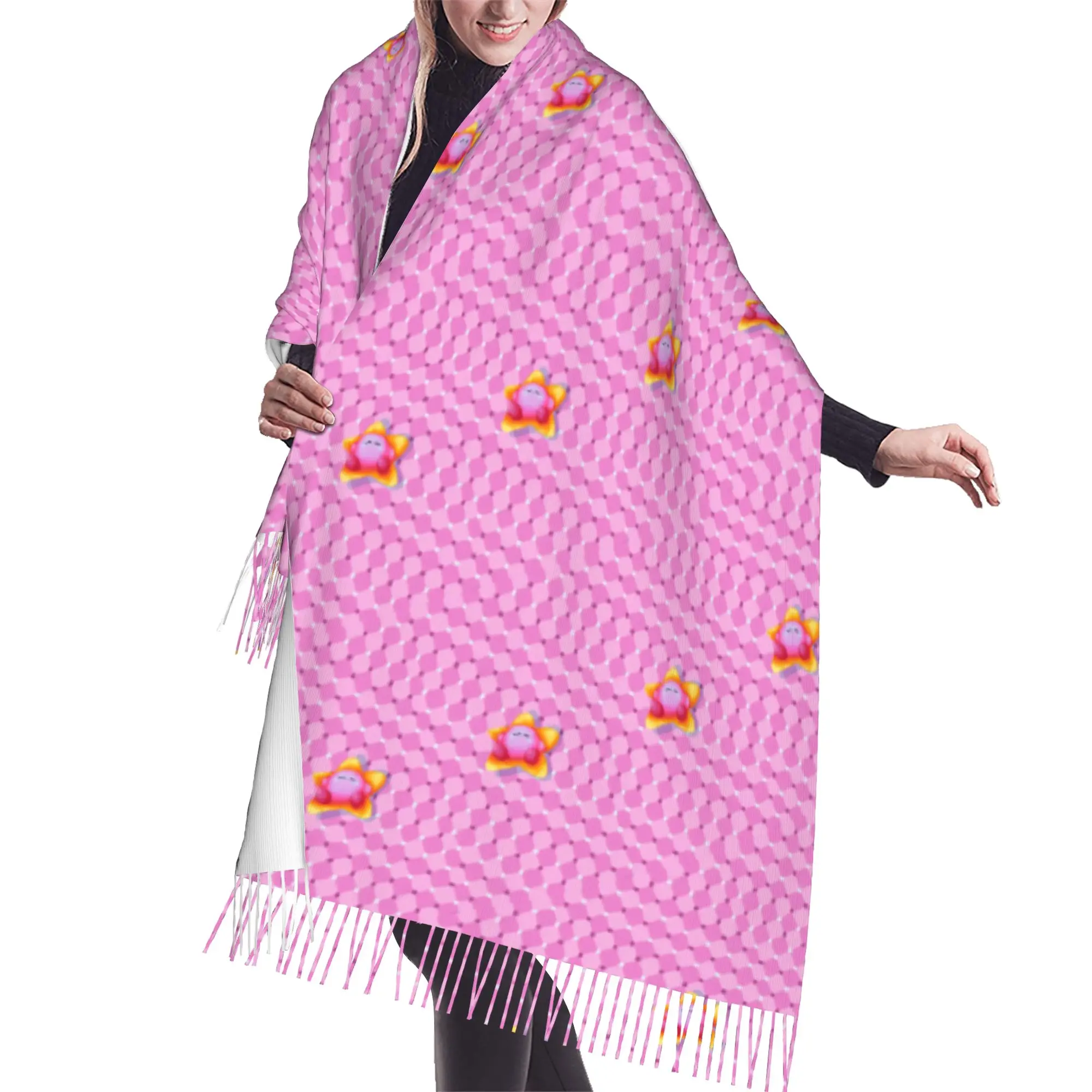 Personalized Print Kirbys Cartoon Game Scarf Women Men Winter Warm Scarves  Shawls Wraps