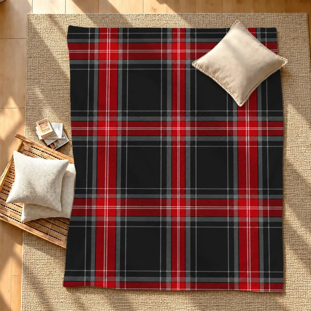 Pattern stripes and checks Throw Soft Plush Flannel Pet Blanket, Home Decor Cover for Sofa, Bed, Trip & Picnic