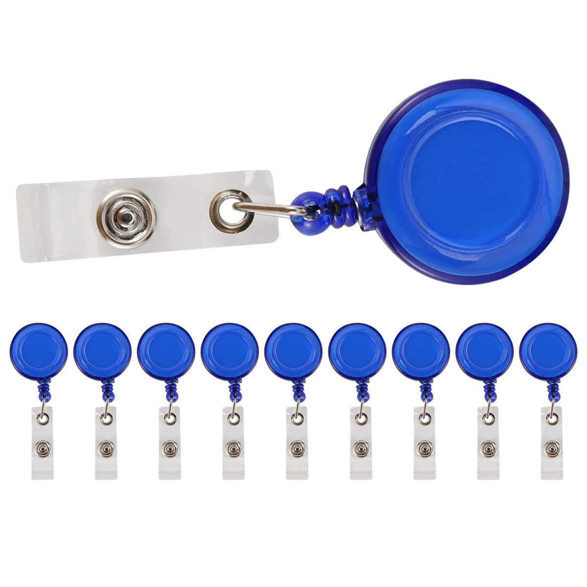 10 Retractable Reel ID Badge Lanyard ชื่อแท็กคีย์การ์ดผู้ถือเข็มขัดคลิปสี: สีฟ้าจํานวน: 10 ชิ้น