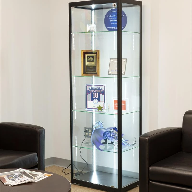 Lockable alumínio Frame Display Cabinet, Glass Display Tower, Showcase comercial para colecionáveis, personalizado, preço barato