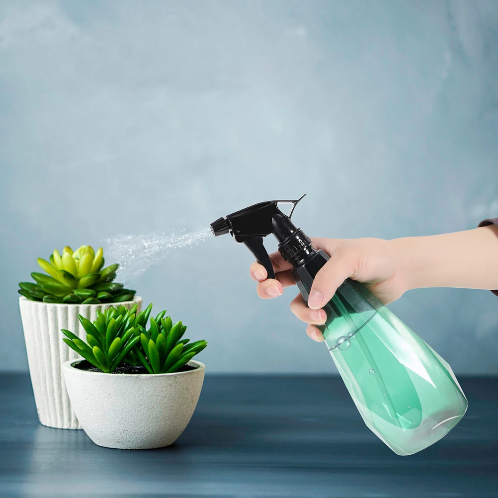 

4pcs 1L Diamond Spray Bottle Gray Leaves Durable Plastic Thickened Design Large Capacity Gardening