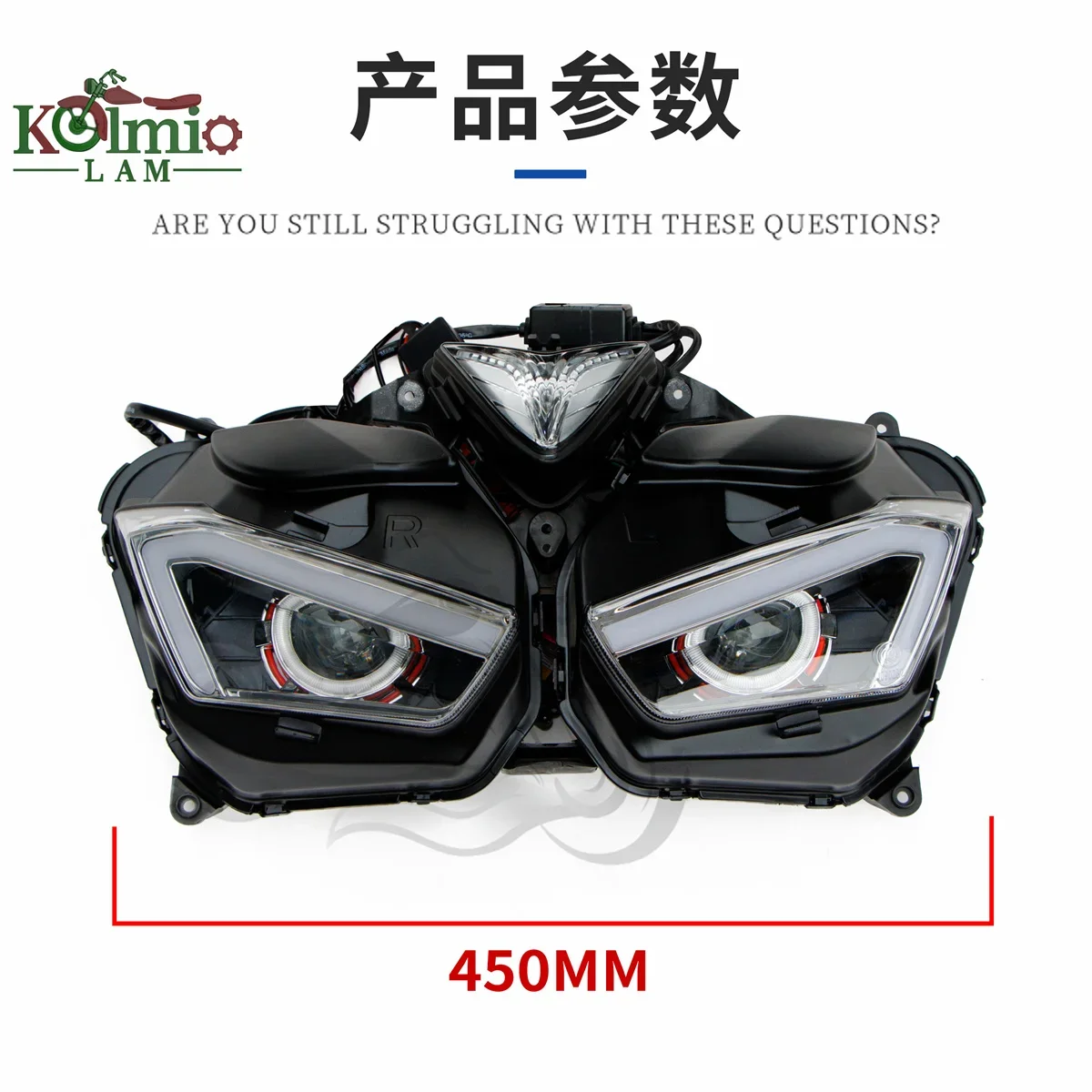 FitFor 2013 - 2018 YAMAHA YZF-R3 YZF-R25 HID Projector Demon Angel Eye Headlight YZF R3 R25 2014 2015 2016 2017 Motorcycle Light