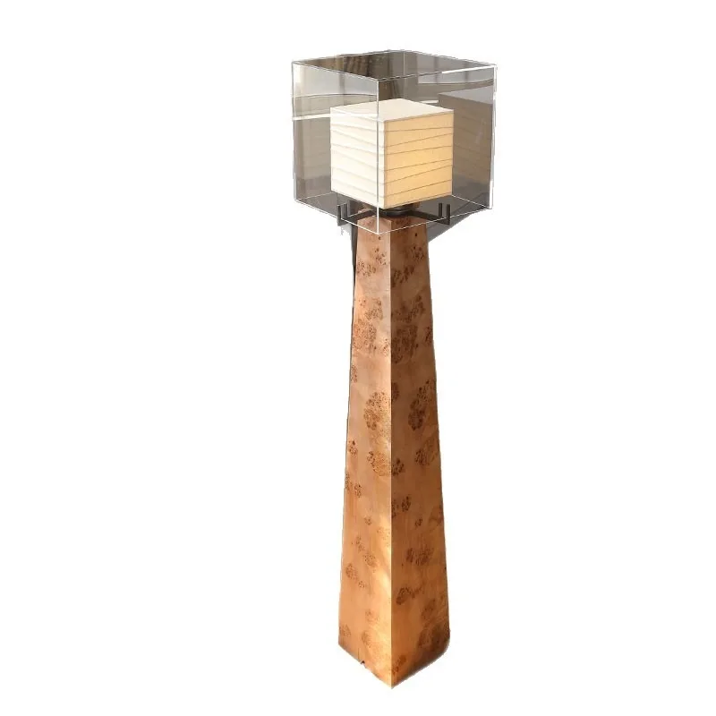 Japanese-style wabi sandy  retro tree tumor hotel lobby floor  Ji Yutang wind solid wood living room art villa standing lamp