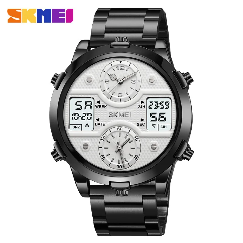 Skmei Men's Watch Three Movement4Time Display Electronic Watch Luminous Waterproof Multifunctional Business Electronic Watch