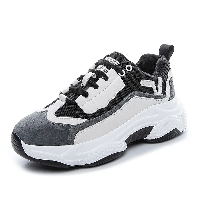 

Fashion Women's Casual Shoes Couple Leather Dad Platform Sneakers Increase Flat Platform Tennis Shoes White Casual Size 35-40new