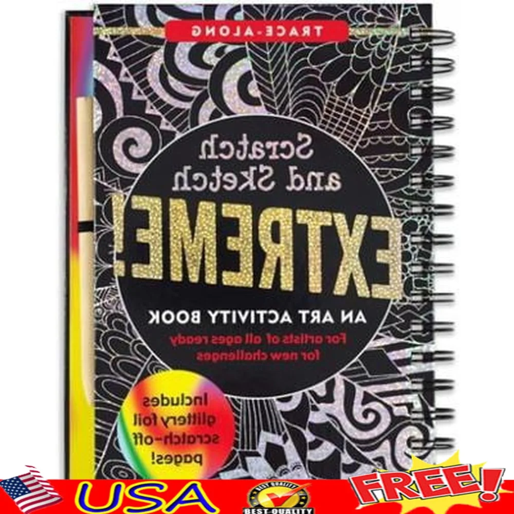 

Scratch and Sketch Extreme Trace-Along Activity Book 64 Pages Fun Drawing Creativity Art Supplies Gift Kids Educational