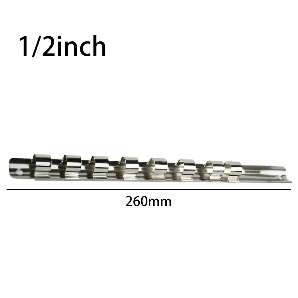 

Socket Storage Rack Holder Iron Socket Rails Rack With 8 Clips Wall-mounted Organizer Storage Tray For Storing Loose Sockes