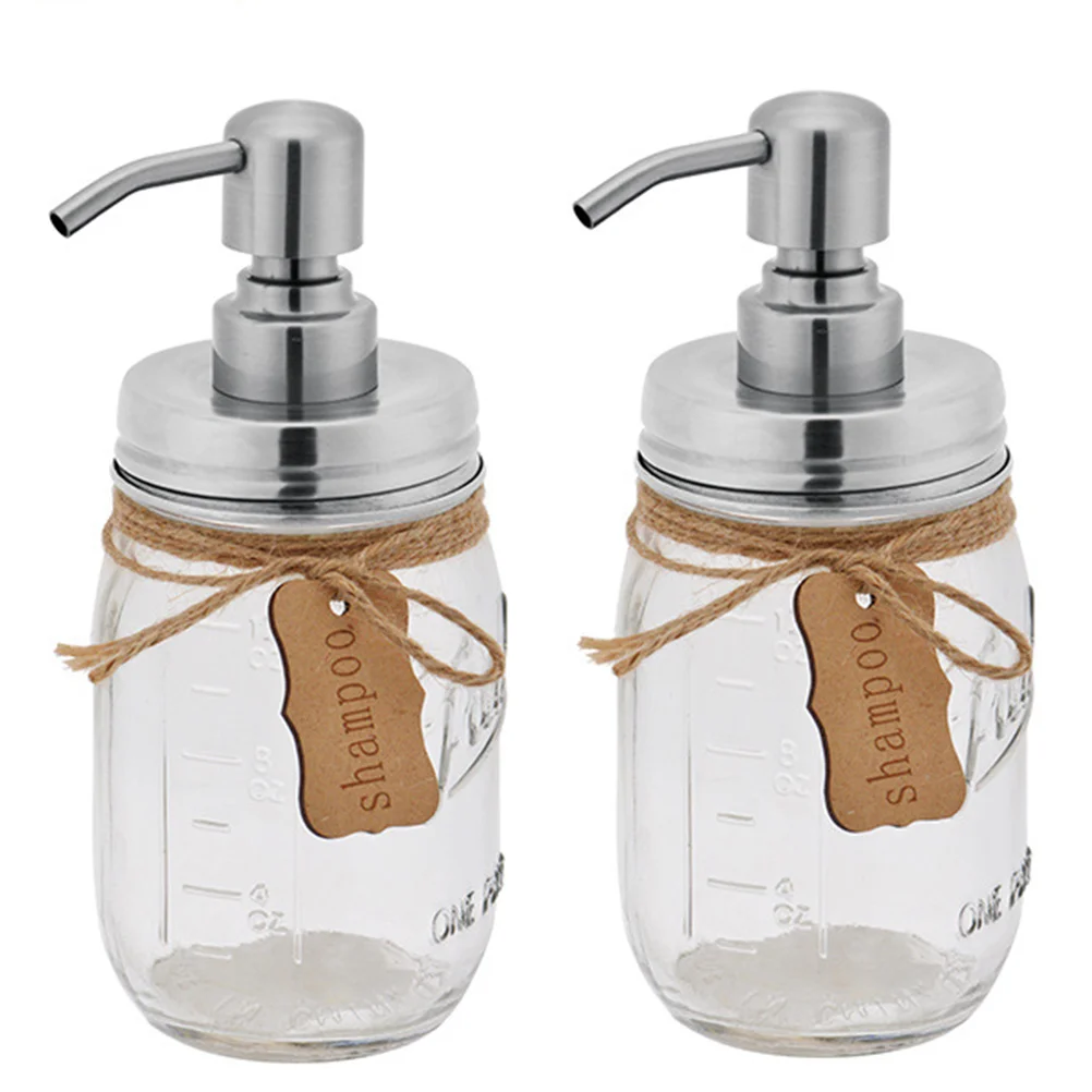 2pcs Soap Dispenser Lids Stainless Steel Rust Proof Lotion Dispenser Bathroom Accessories for Mason Jar (70#)