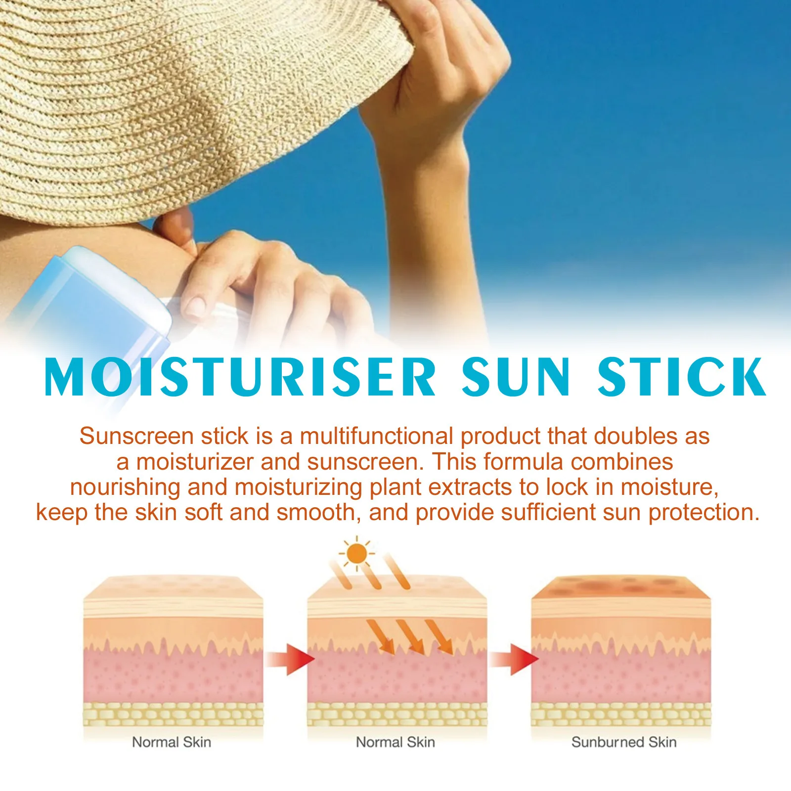 Refrescante Sunblock Stick, Controle de óleo hidratante, Anti Ag-ing, Proteção UV, Impermeável, Whi-tening, Solid Sunscreen Stick, SPF 50