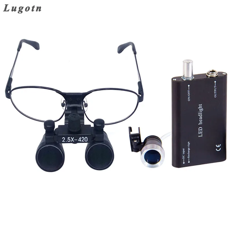 2.5X Magnification Dental Surgical Operated Loupes With LED Lamp Headlight Nearsighted Glasses Oral Dentist Medical Magnifier