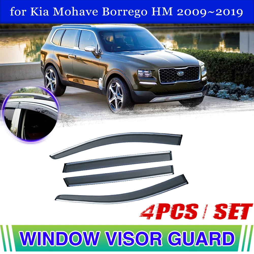 Car Window Visor for Kia Mohave Borrego HM 2009~2019 Door Vent Smoke Awning Sun Rain Eyebrow Guard Cover Deflector Accessories