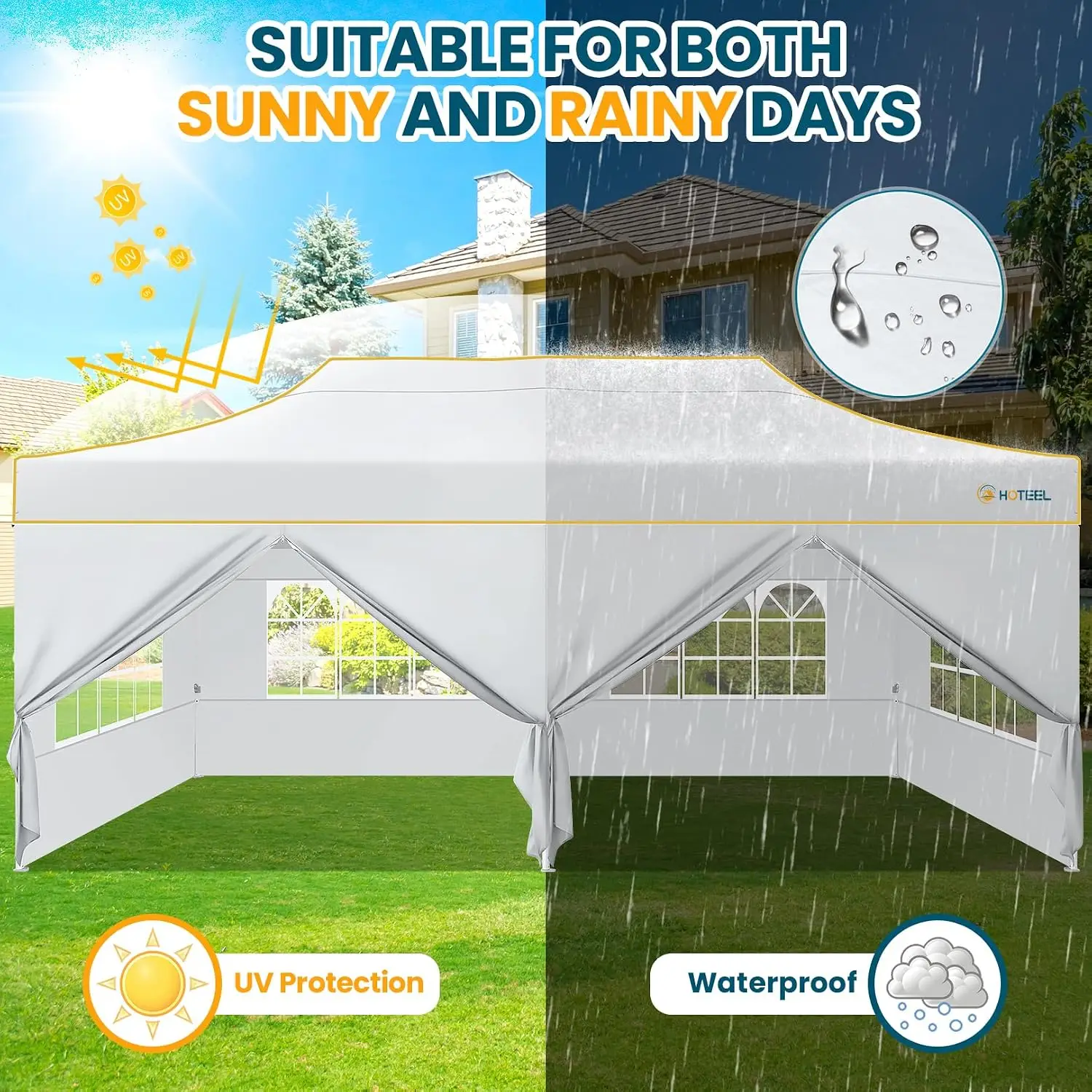 10x20 Pop Up Canopy Tent, Heavy Duty Upgraded Hexagonal Steel Frame, Customized view 6