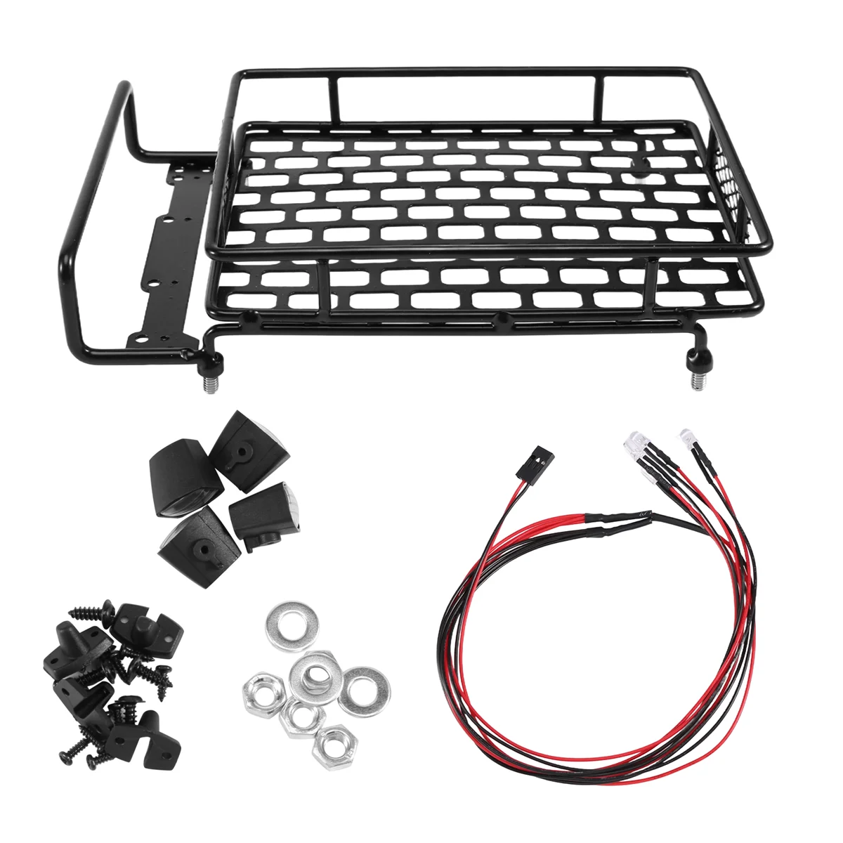 L67A Bagażnik dachowy LED Light Bar dla Wrangler Tamiya CC01 Axial SCX10 Bagażnik ze stopu aluminium Bagażnik dachowy samochodu