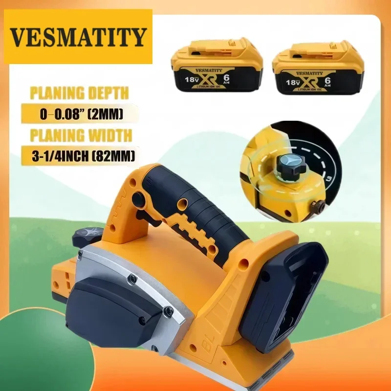 Vesmatity Akku-Handhobelmaschine, Elektrischer Handhobel, Zimmermanns- und Heimwerker-Fräser, 18V 20V Akku, Max Pro – Detail 3