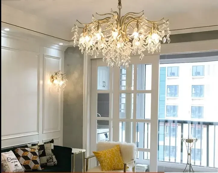 

American chandelier living room dining room creative art lighting country simple light luxury bedroom crystal lamp