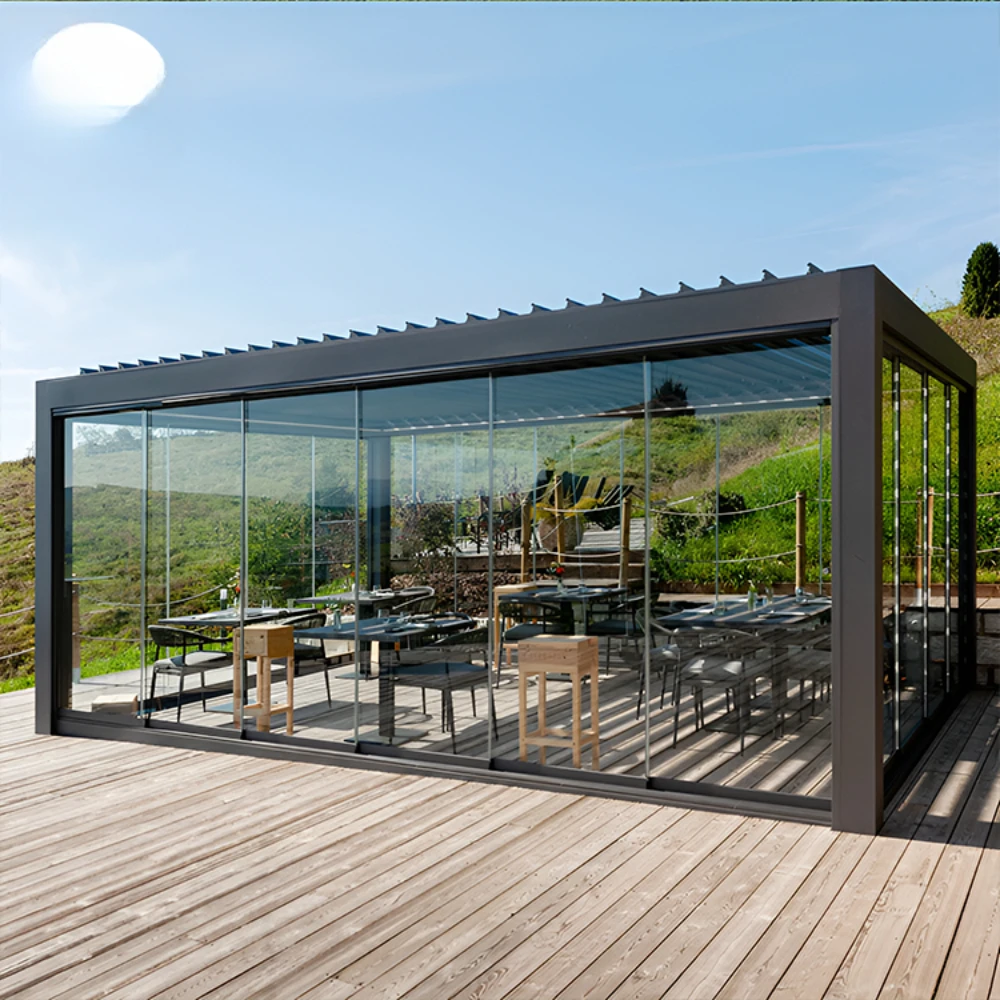 

Waterproof Outdoor Pergola Garden Pergola Aluminium Outdoor Motorized Aluminum Pergola Gazebo Outdoor With Sliding Glass Door