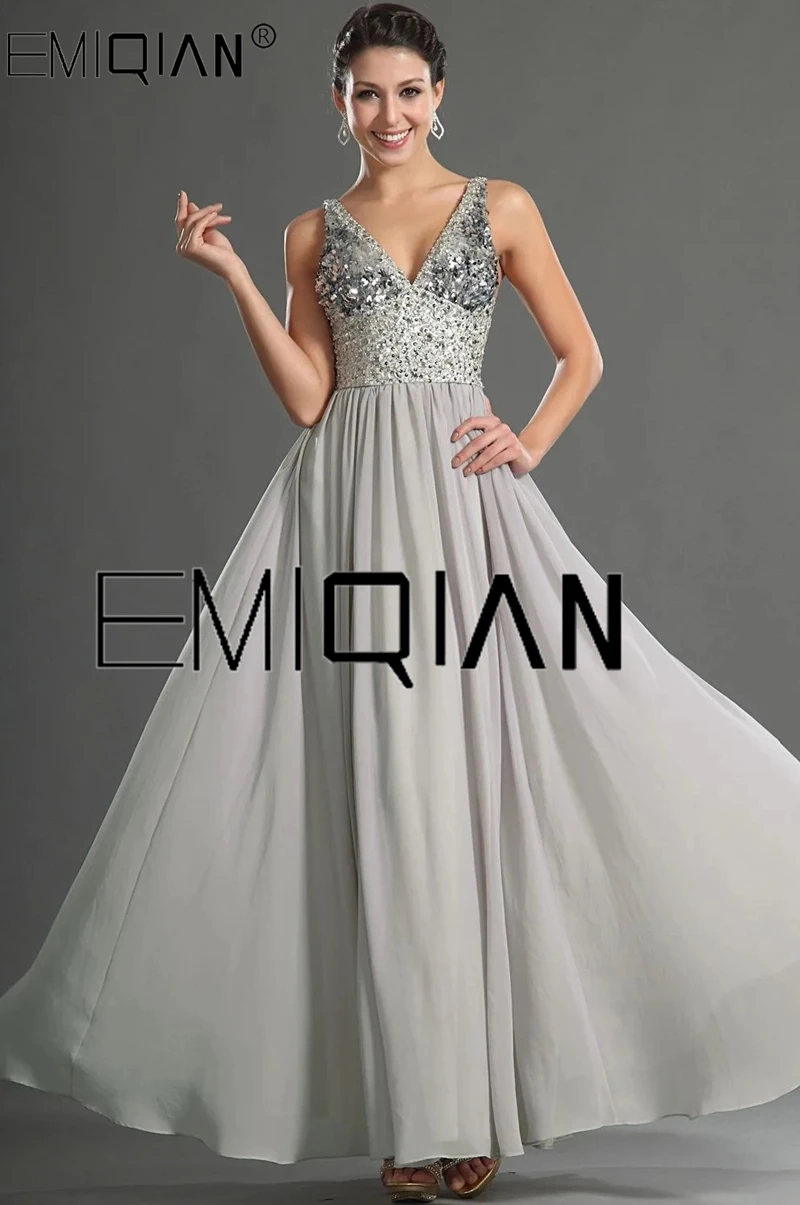 

Гламурное шифоновое вечернее платье с V-образным вырезом и блестками, изысканные вечерние платья из бисера