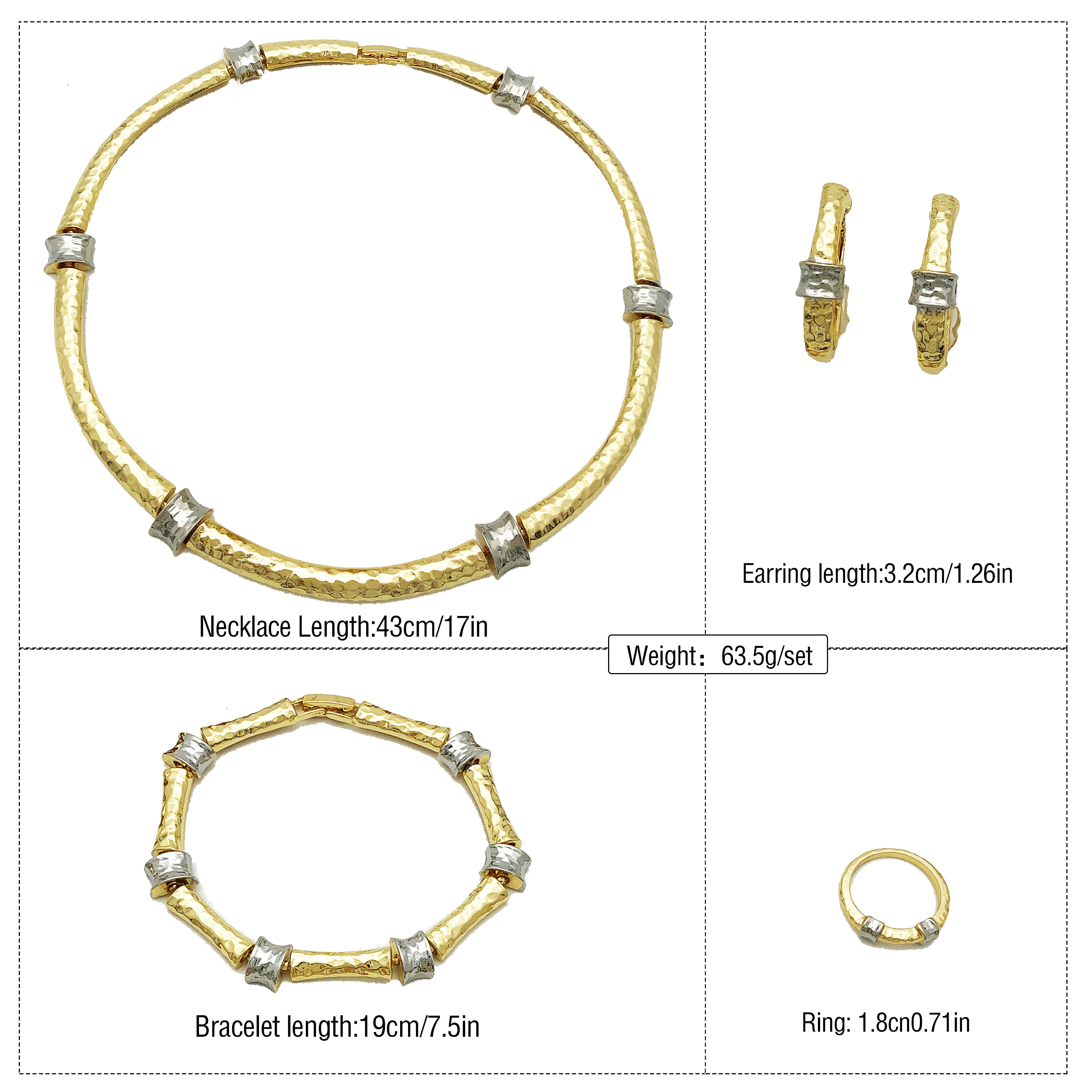 Dubai Jewelry Set Party Wedding Jewelry Thin Chain Earrings For Women Accessories Round Shape Necklace Bracelet Rings