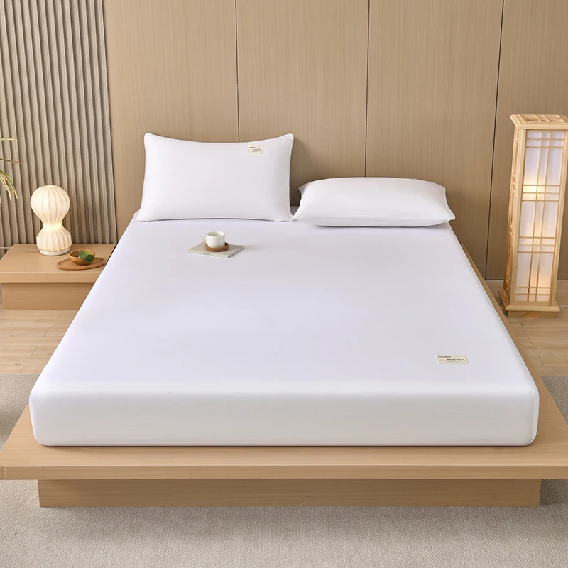 100% Cotton Fitted Sheet Pure Color Bed Sheet for Home Decor Soft Bed Cover With Elastic Band, 1PC Sheet No Pillowcase