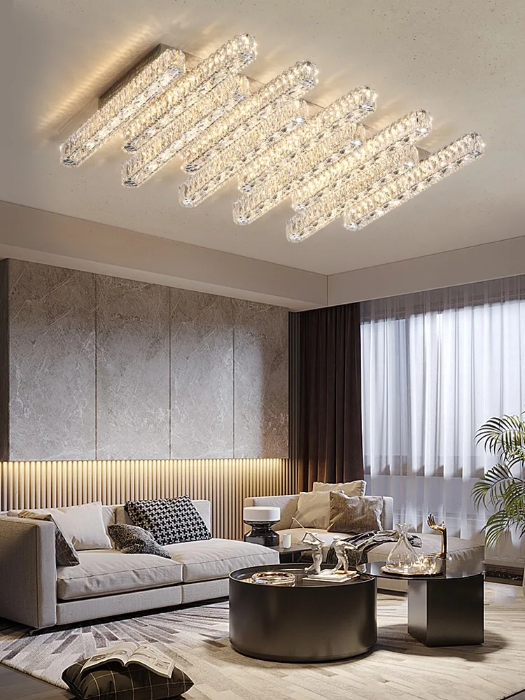 Modern Foyer Luxury 3 Dimmable Ceiling Chandelier Light Lustre K9 Crystal Liner Ceiling Lamp Indoor Lighting Decor Led Luminaire