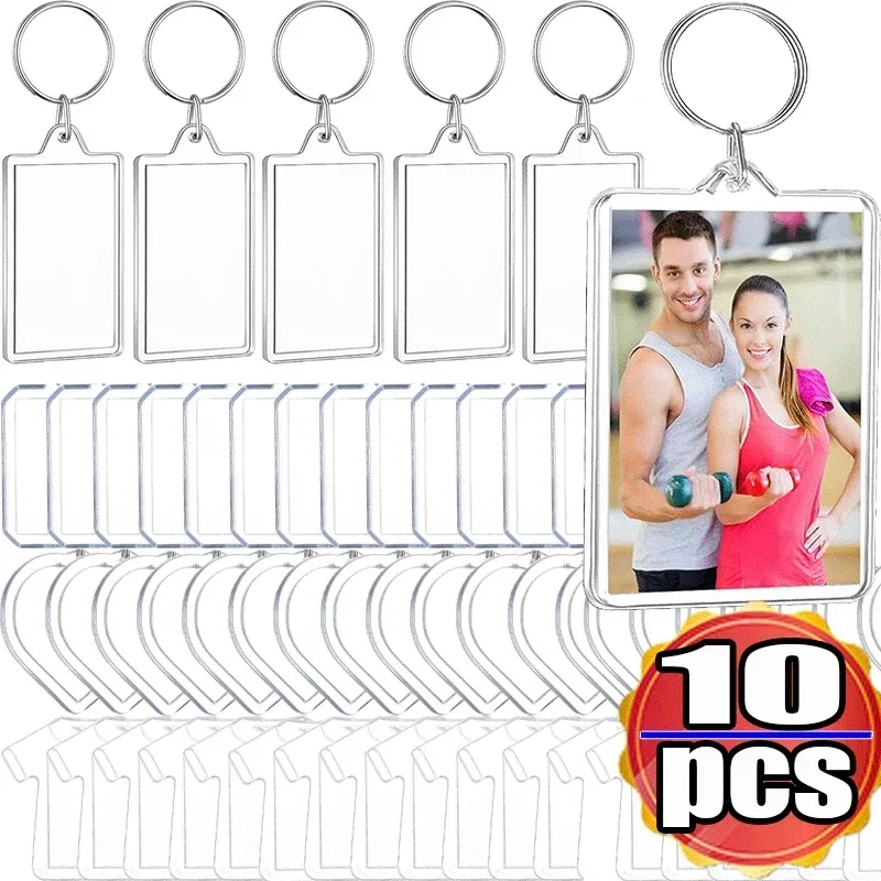 

1/5/10pcs Transparent Photo Frame Keychain Tassels Snap-In Custom Insert Photo Acrylic Blank Keyring Clear Blank Picture Pendant